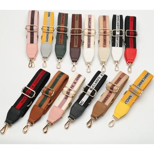 3.8cm width Letter Printing Shoulder strap Crossbody bag belt handle Cotton fabric ribbon bag strap belt all-match