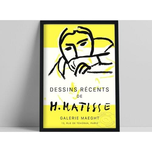 Henri Matisse Galerie Maeght Prints, Matisse Dessins Recents Exhibition Poster, Matisse Face Sketch Decor, Abstract Wall Sticker