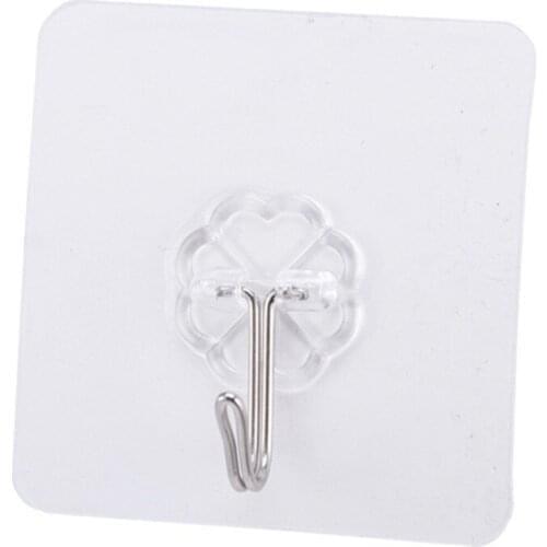 5PCs Transparent Strong Self Adhesive Door Wall Hangers Towel Mop Handbag Holder Hooks For Hanging Kitchen Bathroom Accessories