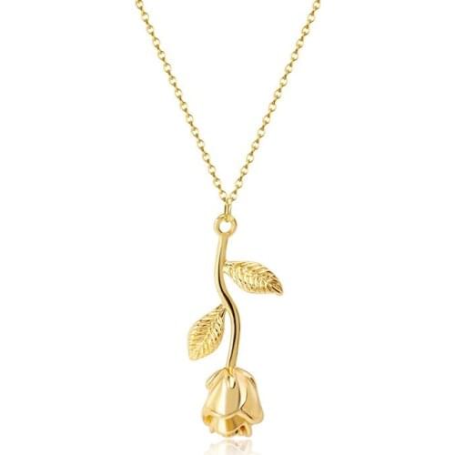 Rose Necklace Rose Flower Necklace Gold Roses Beauty Roses Pendant Necklace For Women Gift