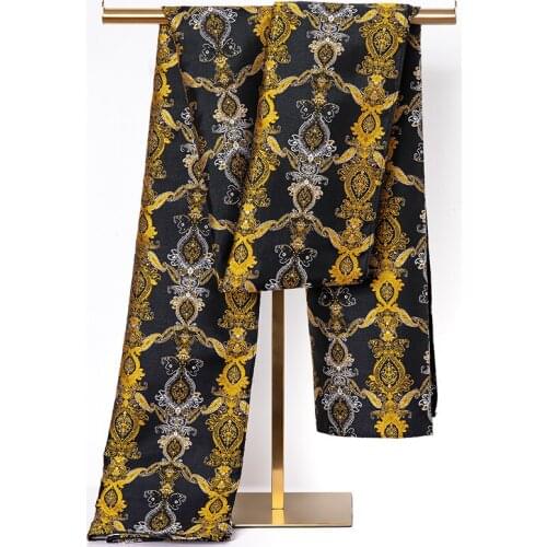 New Fashion Men Scarf Gold Jacquard Floral 100% Silk Scarf Autumn Winter Casual Business Suit Shirt Scarf 160*50cm Barry.Wang