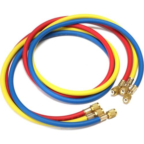 Refrigeration Charging Hoses R134a R22 R410a 1/4" SAE Female Manifold Gauge Set for Air Conditioner Red / Blue / Yellow