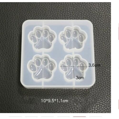 Cat Paw Silicone Mold (4 Cavity) Dog Paw Mold Animal Clear Mold for UV Resin Decoden Cabochon DIY Resin Molds for Jewelry