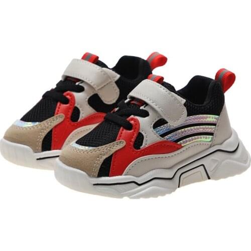 Baby Boys Sports Shoes 2020 New Kids Girls Breathable Mesh Flat Shoes Soft Bottom Student Running Sneakers