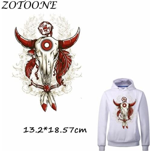 ZOTOONE Iron on Stickers Patches for Clothes Cool Red Feather Bull Head Patch DIY Accessory Heat Transfer Iron Sticker Appliques