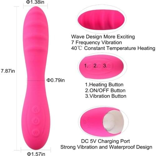 Waterproof Powerful 7 Speeds Heating Dildo G-Spot Vibrator USB Rechargeable Magic Wand Massager Masturbator Sex Toys For Women