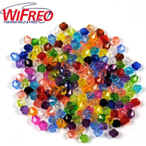 Wifreo 100PCS 4mm Mix Color Multiple Faces Shinning Plastic Beads for Rigging Fly Tying Material Saltwater Fishing Accessories