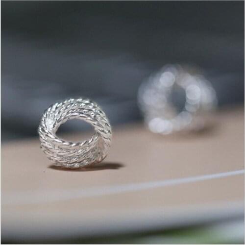 Korean Style Knob Braided Earring 925 Sterling Silver Lovely A String Ball Stud Earrings For Women Girls Gift Brincos ES388