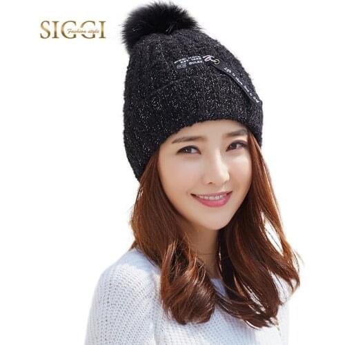 FANCET Women Winter Skullies Beanies Solid 100% Wool Brim Warm PomPom Knitted Hats Fleece Casual For Girl 2018 Caps 89207
