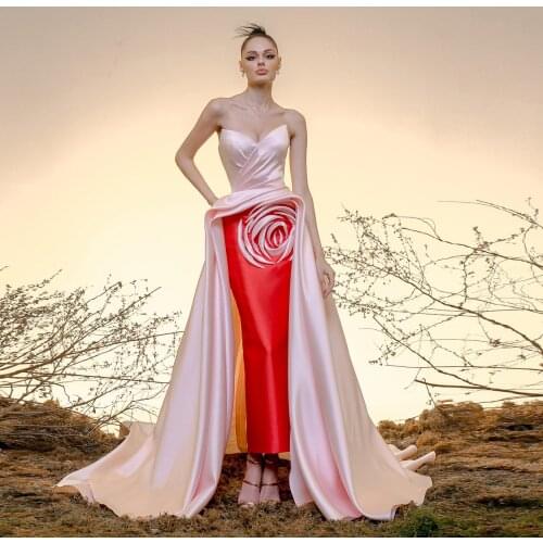 New In Charming Fashion Elegant Prom Dresses 3D Flower Women Long Formal Occasion Evening Pageant Gowns Plus Size Custom Made