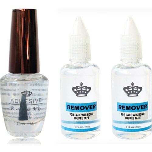 Big Discount 1 Bottle 0.5 OZ Adhesive Glue For Lace Wig & 2 Bottles 1oz Super Remover For Adhesive Glue And Hair Tape