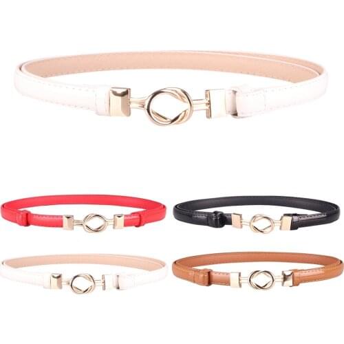1PCS Faux Leather Skinny Belt Fashion Creative Adjustable All-match Waist Belt Thin Dress Belt Decorated Waistbelt for Lady