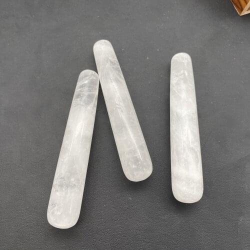 10-11cm Natural Quartz White Crystal Massage Stick Home Use Woman Facial Heal