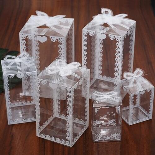 10PCS Gifts Packing Box Party Wedding Gift Bags Cake Chocolates Candy Packing Bags Stand Up Food Clear PVC window Seal boxes