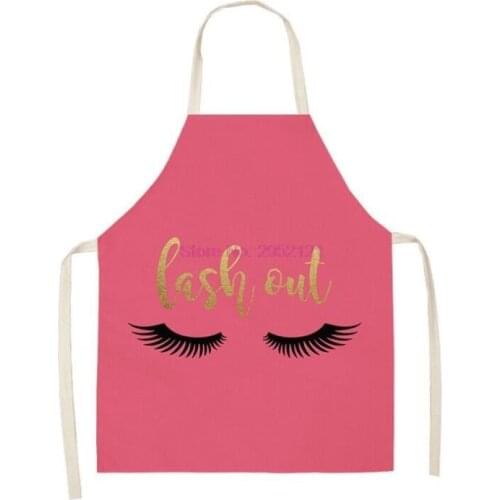 100pcs Eyelash Printed Cleaning Art Aprons Sleeveless Apron Wear Cotton Linen Adult Bibs 53*68cm beauty eyelash tool hot