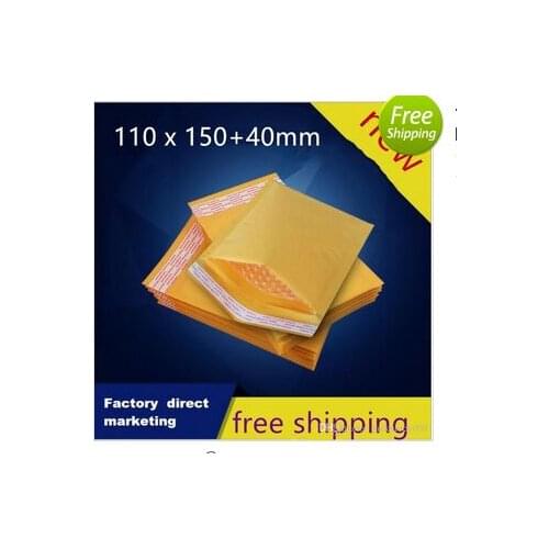 110*150+40mm Packaging Shipping Bubble Mailers Padded Envelopes Bags Golden Kraft Bubble Mailing Packing Bags 200pcs/lot