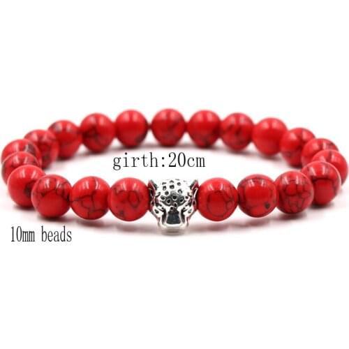 2019 Personality Leopard Head Accessories Jewelry Natural Tiger Eye Stone Elastic Beads Bracelet Bangle for Women Men