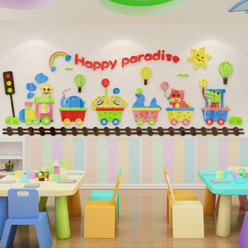 3d cartoon animal acrylic wall sticker hosting class kindergarten wall decoration children room bedroom bedside layout stickers