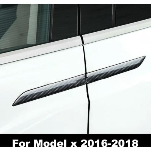4Pcs Car Door Handle Cover 3D Real Carbon Fiber Protector Sticker Fitment for Tesla model x 2016-2018