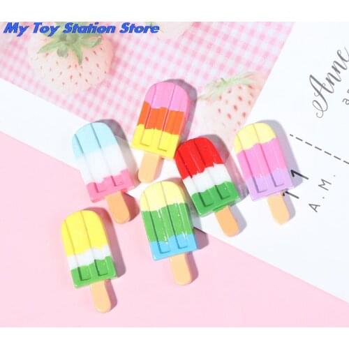 5PCS Popsicle Mini Cartoon doll Accessories for 1/6 1/12 doll Dollhouse Miniature Pretend ice cream Kitchen Food