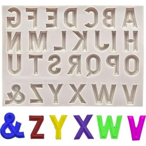Alphabet Chocolate Fondant Silicone Molds 3D Capital Letters Mould Fondant Cake Decorating Tools Sugar Paste Candy Moulds