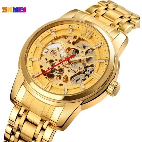 New 2021 SKMEI Top Brand Luxury Men Watch Mechanical Automatic Watch Golden Waterproof Business Wristwatch Relojes para hombre