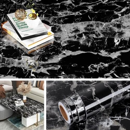 Black Marble Removable Wallpaper for Walls Home Decoration Living Room Bedroom Kids Room Mural Vinyl Waterproof Desktop Stickers