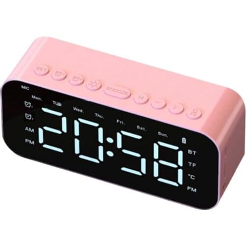 Digital Alarm Clock Mirror Wireless Bluetooth Speaker Calendar Alarm Clock Portable Support the TF Card