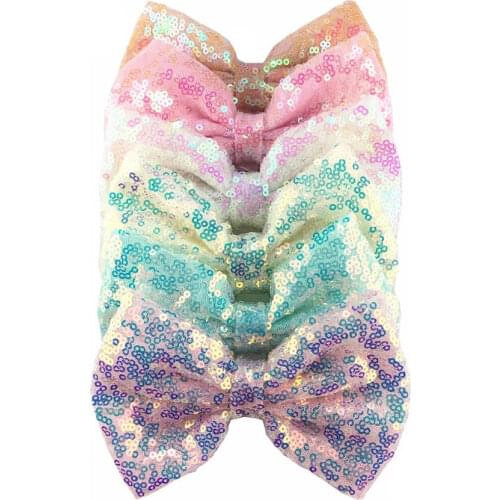50pcs 4inch Handmade Sequin Hair Bows With Clip Colorful Shiny Headdress Headwear Girls Headband Garment Accessories H0527