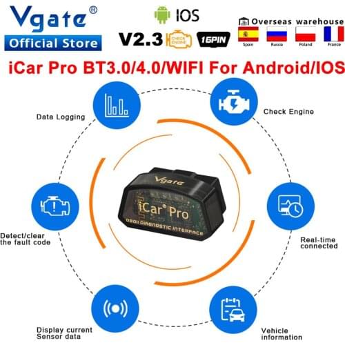 Original Vgate iCar Pro elm327 V2.2 obd2 Diagnostic Tool Bluetooth 4.0 OBD 2 Auto Scaner ELM 327 for IOS/Android Car Code Reader
