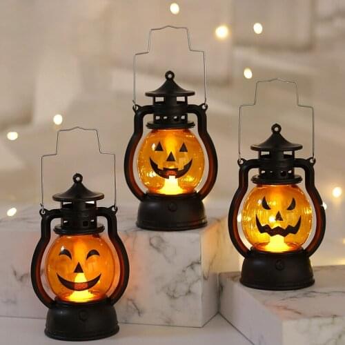 Halloween Pumpkin Lantern Childrens Portable Night Light Scene Layout Props Horror Atmosphere LED Pony Light Party Decoration