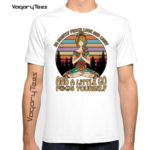 I'm Mostly Peace Love Peace Love and Light Retro Namaste Yoga T Shirt Zen Master TeeCool Casual pride t shirt men Unisex Fashion