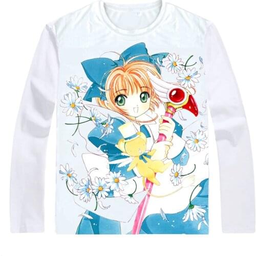 Cardcaptor Sakura T-Shirts Multi-style Long Sleeve Shirts Card Captor Kadokyaputa Sakura Sakura Kinomoto Cosplay Shirt