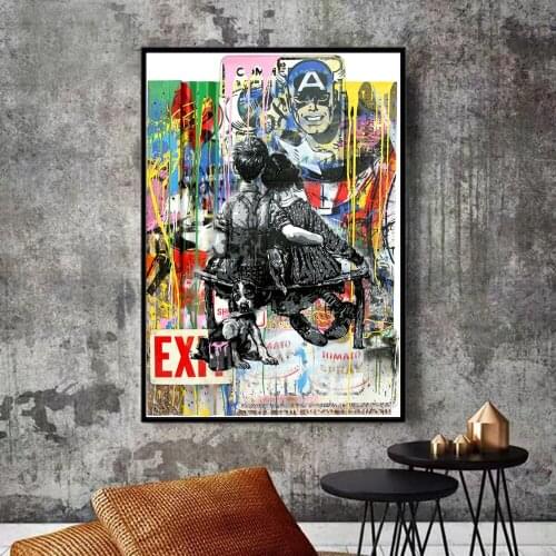 Lover and Peace Children Street Wall Art Posters And Prints Graffiti Art Canvas Paintings Modern Canvas Pictures Home Decoration