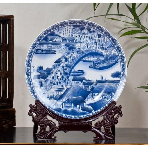 Jingdezhen Ceramic Antique Beauty China Plates The Twelve Gold Hair Pin Beauty Porcelain Decorative Plate For Living Room Hotel