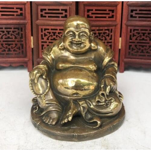 China brass archaize maitreya Buddha small crafts statue