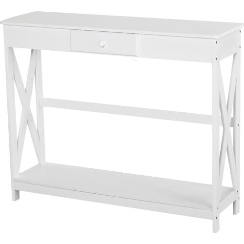 Console table with 1 drawer and 1 storage shelf for the hallway or as an auxiliary in rooms and dining rooms elegant White