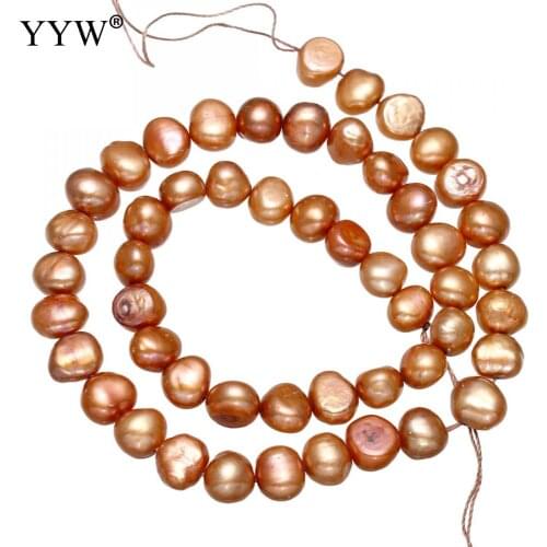 Reddish Orange Cultured Button Freshwater Pearl Beads Baroque Reddish Orange 8-9mm Approx 0.8mm Sold Per Approx 15 Inch Strand