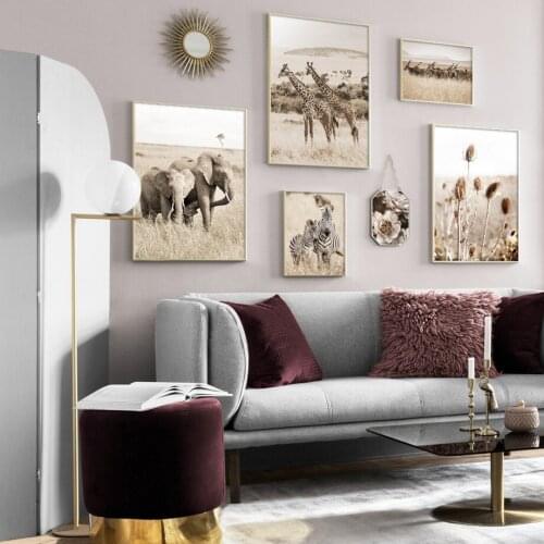 Lion Tiger Bear Dandelion Flowers ​Grassland Animals ​Wall Art Canvas Painting Posters And Prints Living Room Nordic Style Decor