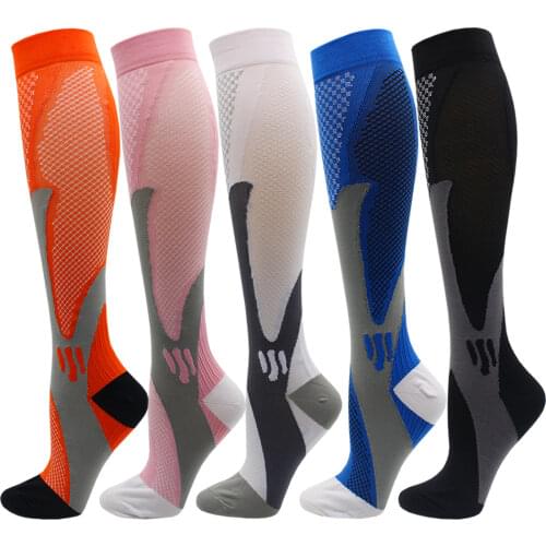 Men and Women Compression Stocking 15-20 Mmhg Football Running Sports Long Tube Socks Medical Nursing Cycling Pressure Stockings