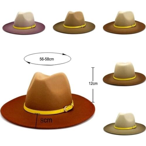 Men bowler hats women Simple woolen hat jazz hats British style hat Fashion hat autumn winter big along Multicolor hat