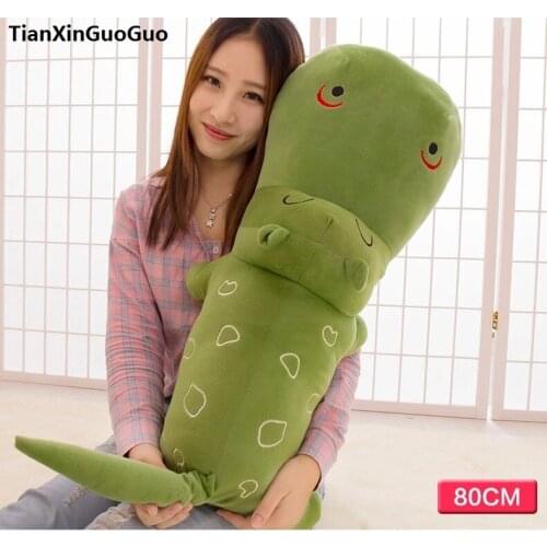 Stuffed toy about 80cm cartoon green hippo plush toy doll soft throw pillow birthday gift b2805