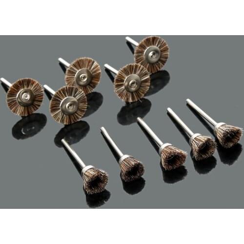 10Pcs Polishing Wheel Brushes Kit Flat Brush+Bowl Brush & 3mm Shank for Mini Drill Metal Buffing Deburring Rotary Abrasive Tools