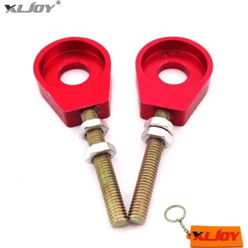 XLJOY Red 12mm Axle Chain Adjuster Tensioner For Chinese CRF50 XR50 KLX TTR Pit Dirt Cross Bike 50 70 140cc 150cc ATV Motorcycle
