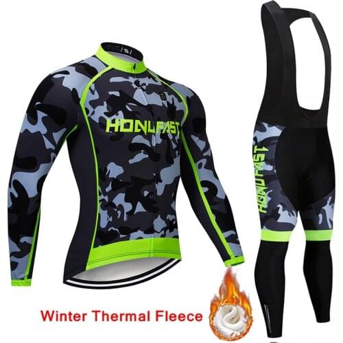 Winter Camouflage Cycling Clothing 2021 Pro Thermal Fleece Bicycling Clothing Set Mens Outdoor MTB Bike Bib Pants Ropa Ciclismo