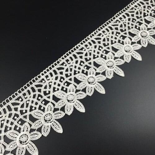 SINUAN Clothes Lace Water Soluble Fringe 7Mm Embroidered Lace White/Black Flower Applique Yard Sewing Accessories For Clothes