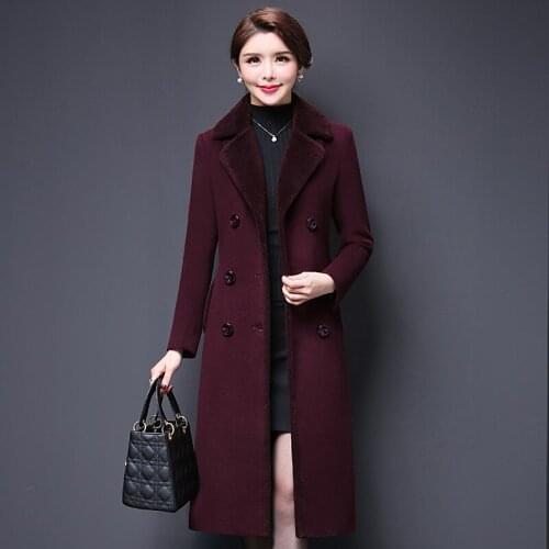 Autumn M-5XL casaco feminino abrigos mujer Wide Cashmere Blend Woolens Outerwear Female Coat Autumn Winter Coats Solid Coat B671