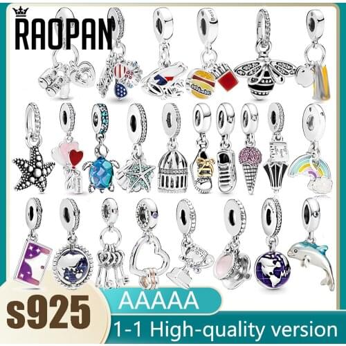 RAOPAN original 925 sterling silver marine animal turtle starfish dolphin bee charm pendant exquisite dly jewelry