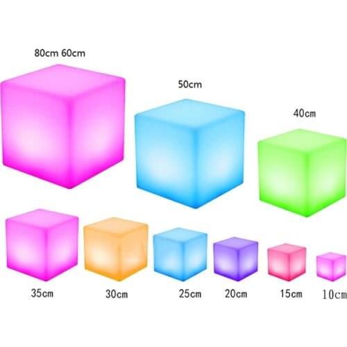 PE Plastic LED Cube Light RGB Wireless Hotel Decoration LED Furniture Waterproof Garden Glowing Stool Cube Remote Control Chair