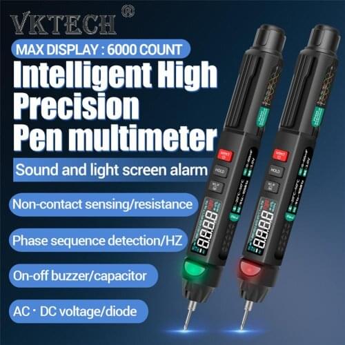 Professional LCD Digital Multimeter Pen Type Intelligent 6000 Counts Non Contact AC/DC Voltage Resistance Diode Handheld Tester
